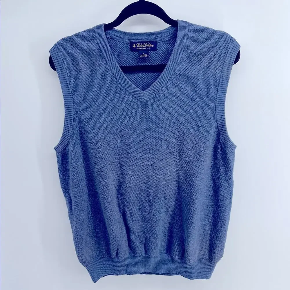 Brooks Brothers cotton cashmere blend V-neck knit sweater vest sz L